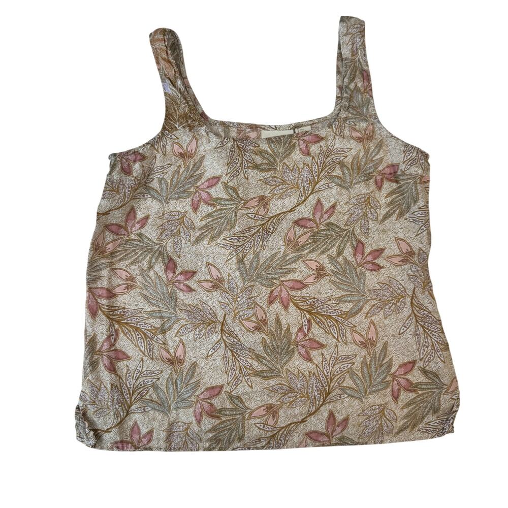 Cynthia Rowley Linen Tank Top Botanical Print Boho Large Poetcore Cruise Resort - Picture 2 of 10